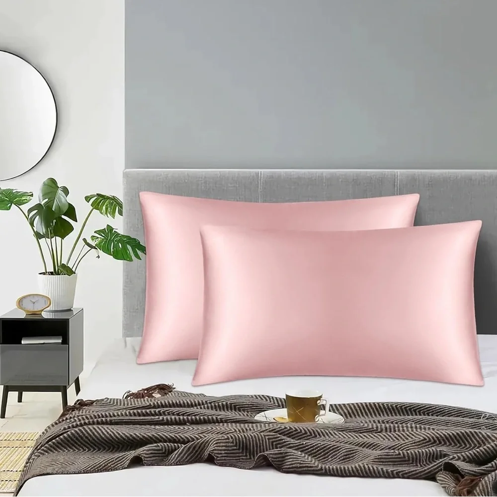 SOLD Pink Satin Pillowcase Set - Picture 1 of 4